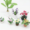 1:12 Mini House Toy Pocket Ornaments Simulation Potted Plant Rose(Pink and White)
