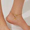OPK GZ192 Simple Delicate Tassel Butterfly Flower Double Layers Stainless Steel Anklets(Gold)
