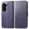 For ASUS Zenfone 10 Four-leaf Clasp Embossed Buckle Leather Phone Case(Purple)