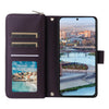 For Samsung Galaxy A34 Nine-card Slots Zipper Wallet Bag Leather Phone Case(Dark Purple)