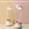 USB Charging LED Desk Light Eye Protection Lamp with Pen Holder and Phone Holder(CS276-3 Pink)