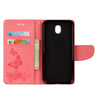 For Galaxy J7 (2017) (EU Version) Pressed Flowers Butterfly Pattern Horizontal Flip Leather Case with Holder & Card Slots & Wallet & Lanyard (Pink)