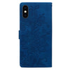 For iPhone XS Max Lace Floral Embossed Magnetic Buckle Leather Phone Case(Blue)