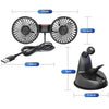 F4206 Suction Cup Double Head Car USB Fan(Black)