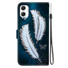 For Samsung Galaxy A06 Crystal Texture Colored Drawing Leather Phone Case(White Butterfly Feathers)