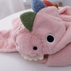 C0215 Adult Dinosaur Cartoon Velvet Hat Thickened Warm Scarf Hat, Size: One Size(Pink)