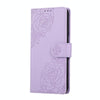 For Samsung Galaxy S22+ 5G Rose Flower Embossed 3-Card Slots Leather Phone Case(Purple)