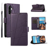 For Samsung Galaxy A36 PU Genuine Leather Texture Embossed Line Phone Case(Purple)