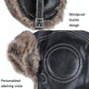 Autumn Winter Imitation Leather Outdoor Ride Hat Ear Protection Pilot Hat, Size: XL About 58-60cm(Black)
