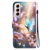 For Samsung Galaxy S21+ 5G Crystal Texture Colored Drawing Leather Phone Case(Butterfly Love Flower)