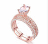 Double Row For Women Fashion Cubic Zirconia Wedding Engagement ring, Ring Size:10(Egg Shape Rose Gold)