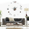 Art Wall Clock Background Wall Stickers TV Wall Stickers 3D Bird Leaves Wall Clock Home Accessories(Silver)