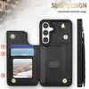 For Samsung Galaxy S25+ 5G Rhombic Dual Buckle Card Slots Phone Case with Lanyard(Black)