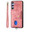 For Samsung Galaxy S25 5G Retro Card Wallet Fold Leather Phone Case with Strap(Pink)