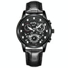 FNGEEN 4088 Men Hollow Quartz Watch Student Waterproof Luminous Watch(All Black Surface White Nails)