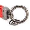 Car Metal + Braided Leather Key Ring Keychain (Black)
