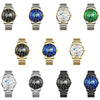 BINBOND B1117 30M Waterproof Earth Dial Butterfly Buckle Luminous Quartz Watch(Full-gold-Blue-Gold)