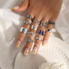 12pcs/set Dazzling Color Gemstone Butterfly Frog Heart Ring(SKU5718)