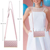 For Samsung Galaxy S22 5G Crossbody Rhombic Sucker Leather Phone Case(Rose Gold)