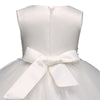 Blue Girls Sleeveless Rose Flower Pattern Bow-knot Lace Dress Show Dress, Kid Size: 110cm