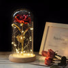 Simulation Roses Lights Glass Cover Decorations Crafts Valentines Day Gifts(Gold Foil Rose Blue)