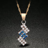 18k Gold Plated Irregular Geometry Crystal Pendant Necklace For Female, 43*13 mm(blue)