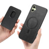 For Samsung Galaxy A06 4G Retro Magsafe Card Bag PU Back Cover Phone Case(Black)