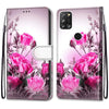 For Alcatel 3X 2020 Coloured Drawing Cross Texture Horizontal Flip PU Leather Case with Holder & Card Slots & Wallet & Lanyard(Wild Rose)