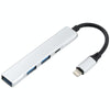 S-209 3 in 1 8 Pin Male to Dual USB 2.0 + USB 3.0 Female Adapter HUB(Silver)