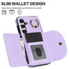 For Samsung Galaxy S25+ 5G Ring Holder Card Bag Skin Feel Phone Case(Purple)