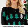 Women Pullover Jacquard Christmas Tree Knitwear Long Sleeve Knit Sweater, Size: XL(Black)