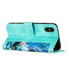 For iPhone XS / X Floral Pattern Leather Phone Case with Lanyard(Green)