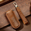 Hallmo Car Cowhide Leather Key Protective Cover Key Case for Mazda Axela 2-button(Brown)
