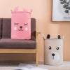 Toy Storage Bag Children Clothing Organizer Cartoon Fabric Storage Bucket(Eyelash Rabbit)