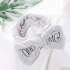 Women New Letter "OMG" Coral Fleece Soft Bow Headbands Cute Hair Holder Headwear Hair Accessories(Gray)