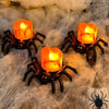 LED Halloween Spider Candle Light Electronic Ambient Decorative Night Lamp Desktop Ornament(Warm Light)