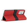 For Samsung Galaxy A72 5G / 4G Grid Stitching Leather Phone Case with Lanyard(Red)