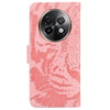 For Realme 13+ Global Tiger Embossing Pattern Flip Leather Phone Case(Pink)