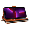 For iPhone 13 Pro Nine-card Slots Zipper Wallet Bag Leather Phone Case(Brown)