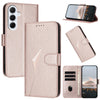 For Samsung Galaxy A56 5G Triangle Pattern Buckle Clasp Leather Phone Case(Rose Gold)