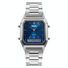 SKMEI 1220 Multifunctional Men Outdoor Business Noctilucent Waterproof Double Display Steel Watchband Wrist Watch (Blue)