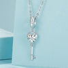 S925 Sterling Silver Platinum-plated Three-dimensional Heart Key-shaped Beaded Jewelry Pendants(SCC2885)