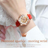 OLEVS 6681 Women Multifunctional Hollow Waterproof Mechanical Watch(White Surface Red Belt)