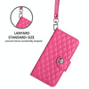 For Asus Zenfone 11 Ultra Rhombic Texture Flip Leather Phone Case with Lanyard(Rose Red)