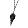 Punk 3D Metal Raven Skull Skeleton Pendant Necklace(Black)