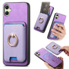 For Samsung Galaxy A05 Retro Cross Leather Ring Vertical Insert Card Bag MagSafe Phone Case(Purple)