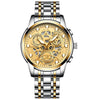 FNGEEN 4088 Men Hollow Quartz Watch Student Waterproof Luminous Watch(Gold And Gold Surface)