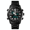 SKMEI 1453 Dual Movement Waterproof Steel Strap Quartz Men Watch(Black)
