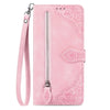 For Xiaomi Redmi K70 Embossed Flower Zipper Leather Phone Case(Pink)