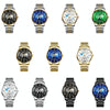 BINBOND B1117 30M Waterproof Earth Dial Butterfly Buckle Luminous Quartz Watch(Inter-gold-Blue)